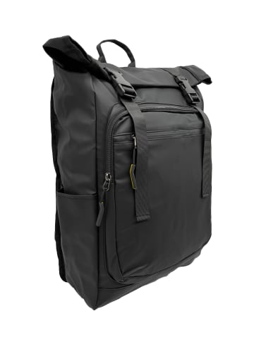 EGOMAXX Toploader Rucksack Rolltop City Backpack in Schwarz