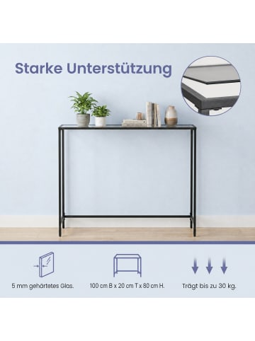 VASAGLE Konsolentisch Baris in Schwarz-Grau - (B)100 x (H)80 x (T)20 cm