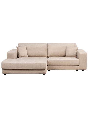 Beliani Ecksofa LOFOTEN in Beige/Schwarz - (W) 250 x (H) 86 x (L) 190 cm