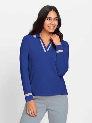 WITT WEIDEN Poloshirt in royalblau-sand-gemustert