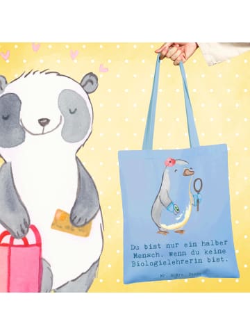 Mr. & Mrs. Panda Shopping Tasche Biologielehrerin Herz mit Spruch in Sky Blue
