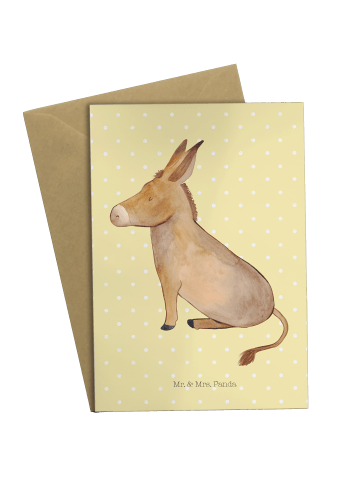 Mr. & Mrs. Panda babykarte Esel ohne Spruch in Gelb Pastell
