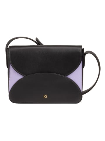 DuDu Umhängetasche Leder 21 cm in black lavender