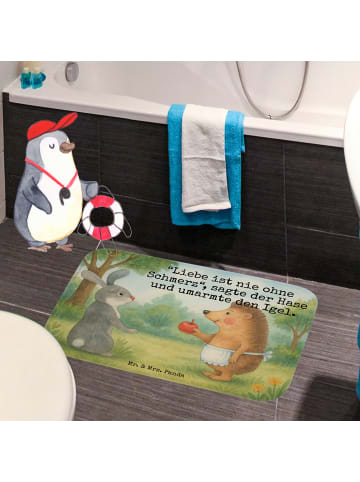 Mr. & Mrs. Panda badezimmermatte Hase Igel Design mit Spruch in Weiß