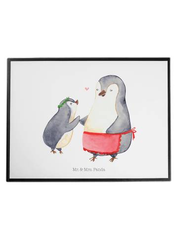Mr. & Mrs. Panda Schreibtischunterlage Pinguin mit Kind ohne Spruch in Weiß