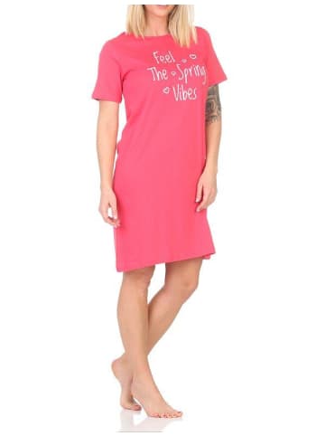 NORMANN Kurzarm Nachthemd Frontprint - 85638 in pink