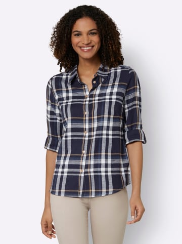 WITT WEIDEN Flanellbluse in marine-camel-kariert