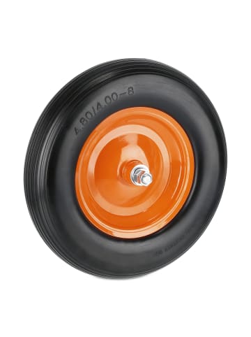 relaxdays Schubkarrenrad in Schwarz/ Orange- 4.80 4.00-8