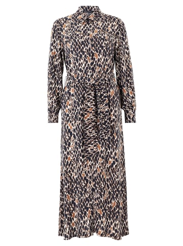 Betty Barclay Hemdblusenkleid mit Bindegürtel in Dark Blue/Brown