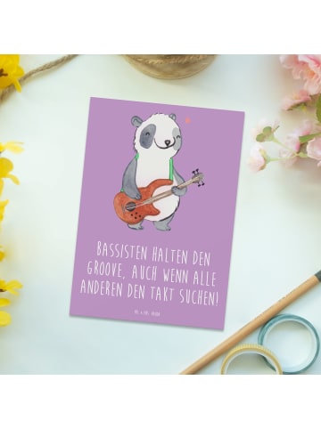 Mr. & Mrs. Panda Grußkarte Bassgitarre Groove mit Spruch in Lavendeltraum