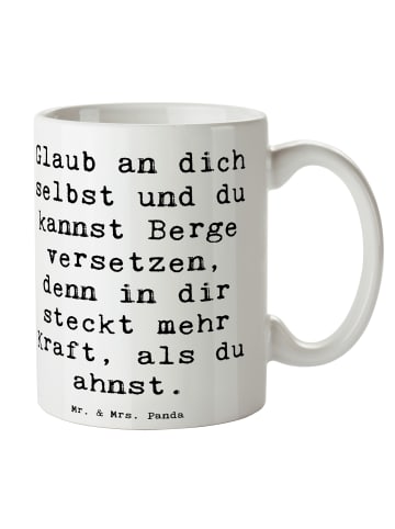 Mr. & Mrs. Panda Becher Spruch Selbstvertrauen stärken mit Spruch in Weiß