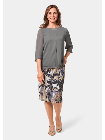 GOLDNER Kurzgröße:  Luftige Bluse mit Glitzersteinchen in silbergrau