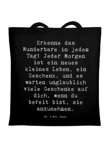 Mr. & Mrs. Panda Tote Bag Spruch Erleuchtung im Alltag mit Spruch in Schwarz