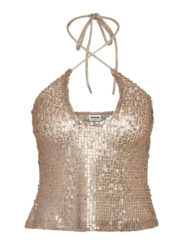Noisy may Elegantes Partytop mit Glitzer Pailletten und Neckholder in Braun
