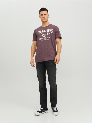 Jack & Jones 2er- Set T-Shirt Rundhals JJECORP Pack LOGO Print in Bordeaux