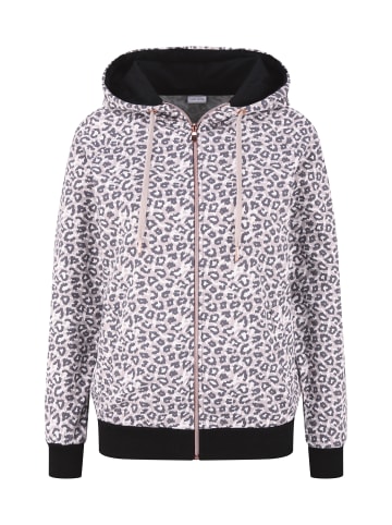 LASCANA Kapuzensweatjacke in beige-schwarz