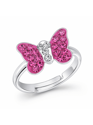 schmuck23 Ring 925 Silber Schmetterling in Pink