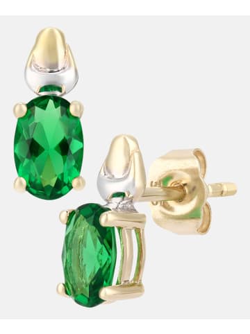 Diamant L'éternel Ohrringe aus 375 Gelbgold mit Smaragd