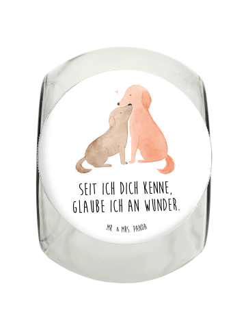 Mr. & Mrs. Panda Leckerli Glas Hunde Liebe mit Spruch in Weiß