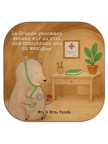 Mr. & Mrs. Panda Untersetzer Glas Bär Arzt Design mit Spruch in Weiß