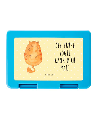 Mr. & Mrs. Panda Aufbewahrungsbox Katze Frühaufsteher mit Spruch in Gelb Pastell