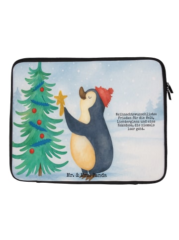 Mr. & Mrs. Panda Laptop Hülle Pinguin Weihnachtsbaum Design mit ... in Weiß