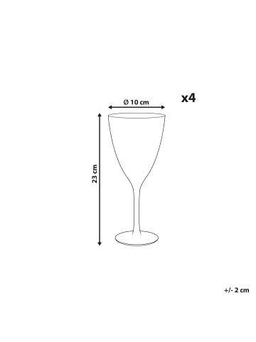 Beliani 4er-Set Gläser TOPAZ in Transparent/Gold