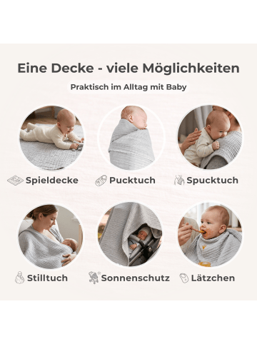 nordic coast company  Musselindecke, Puckdecke, Einschlagdecke, Babydecke Musselin, atmungsaktiv