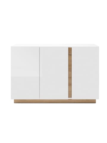 Feldmann-Wohnen Sideboard Clair weiß Hochglanz / Eiche Grandson 138 / 40 / 91cm