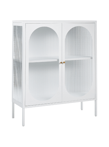 Beliani Vitrine SARRE in Weiß/Gold - (W) 90 x (H) 111 x (L) 35 cm