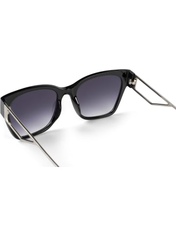 styleBREAKER Sonnenbrille in Schwarz-Silber / Grau Verlauf