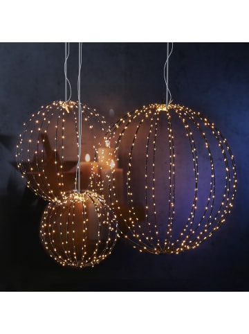 MARELIDA LED Leuchtkugel Drahtkugel faltbar 8 Modi Timer D: 38cm schwarz