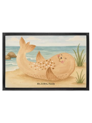 Mr. & Mrs. Panda Fußmatte außen Robbe Liegen Design ohne Spruch in Weiß