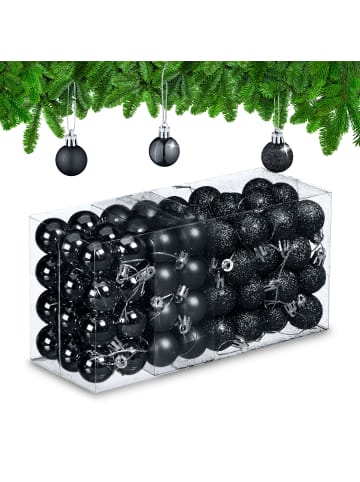 relaxdays 96-tlg. Weihnachtskugeln Set in Schwarz