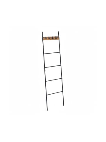 relaxdays Handtuchleiter in Schwarz/ Braun - (B)44 x (H)160,5 cm