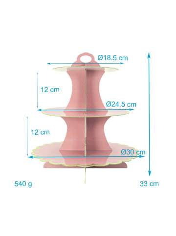 Intirilife Tortenständer Etagere aus Karton in Rosa