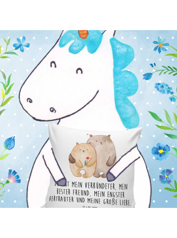 Mr. & Mrs. Panda Kopfkissen Bären Liebe mit Spruch in Weiß