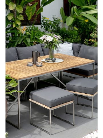 home24 Eckmodul Cipressa Teak & Edelstahl in Braun-Grau