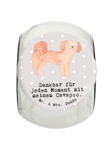 Mr. & Mrs. Panda Leckerli Glas Cavapoo Moment mit Spruch in Grau Pastell