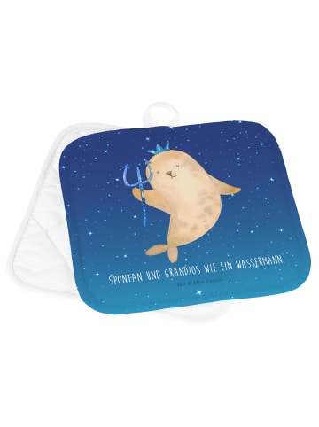 Mr. & Mrs. Panda Topflappen Sternzeichen Wassermann mit Spruch in Sternenhimmel Blau