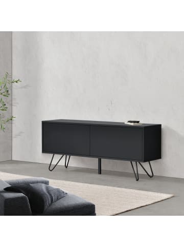 en.casa Sideboard Bollebygd in Schwarz (H)46.5cm (B)110cm (T)30cm