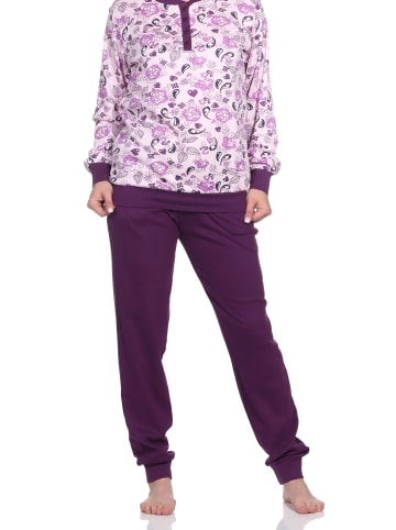 NORMANN r interlock Schlafanzug Pyjama lang Bündchen - 75970 in rosa