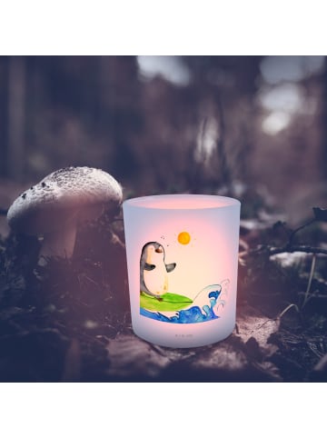 Mr. & Mrs. Panda Teelichthalter Pinguin Surfer ohne Spruch in Transparent