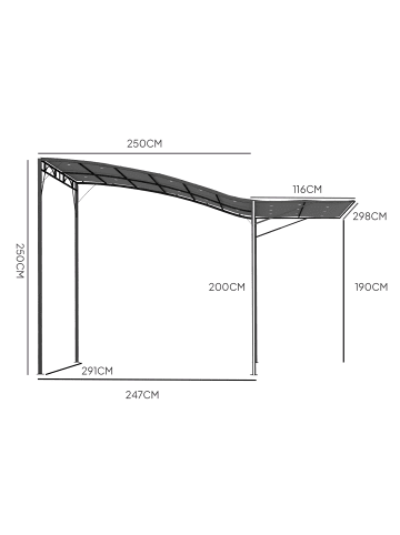 Outsunny Pergola,300cm x 250cm x 250cm,grau