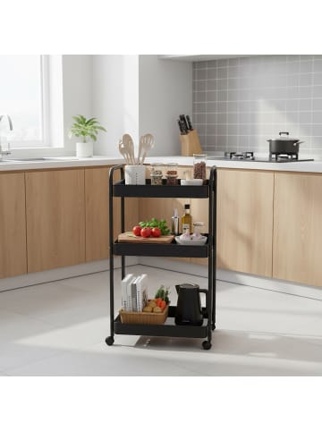 relaxdays Rollwagen in Schwarz – (B)43 x (H)78 x (T)30 cm
