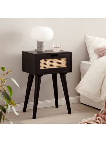 FineBuy Nachttisch in Schwarz / Mango / 40x30x60