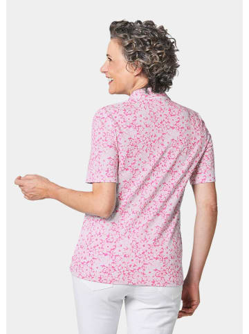 GOLDNER Druckpoloshirt in pink / weiß