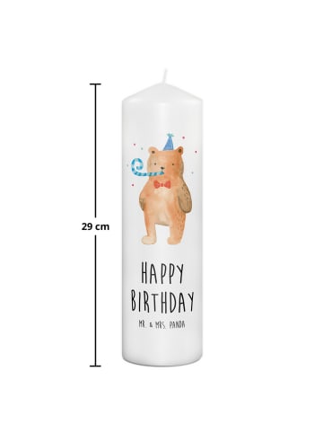 Mr. & Mrs. Panda Kerze Bär Geburtstag mit Spruch in Weiß