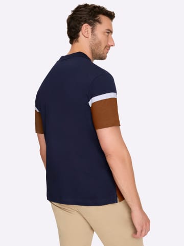 WITT WEIDEN Langarm-Poloshirt in marine-cognac