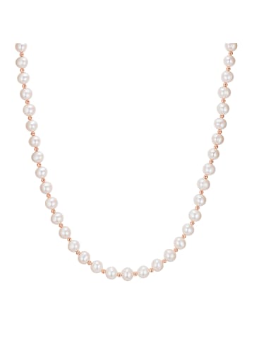 Valero Pearls Kette Sterling Silber roségold Süßwasser-Zuchtperle weiß in weiß